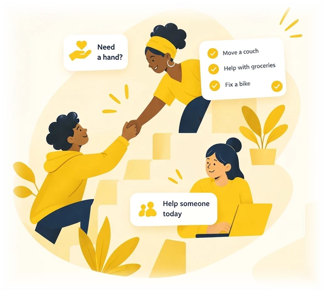 Neighbours helping each other with everyday tasks